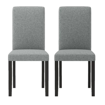 Dining Chair Set of 2 Mid-Century Modern Chairs with Rubber Wood Legs-Gray - Gray - Dining Chairs