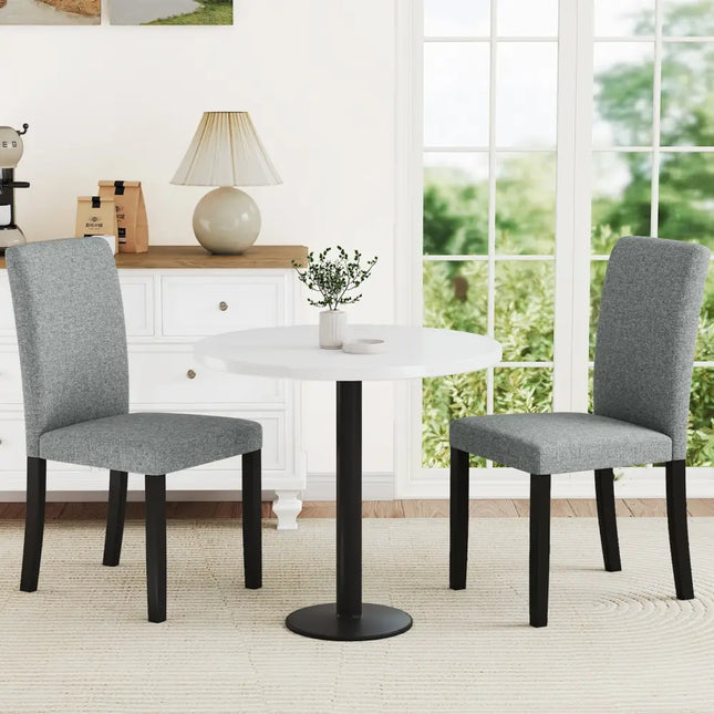 Dining Chair Set of 2 Mid-Century Modern Chairs with Rubber Wood Legs-Gray - Gray - Dining Chairs
