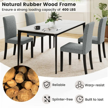 Dining Chair Set of 2 Mid-Century Modern Chairs with Rubber Wood Legs-Gray - Gray - Dining Chairs