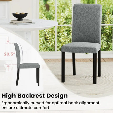 Dining Chair Set of 2 Mid-Century Modern Chairs with Rubber Wood Legs-Gray - Gray - Dining Chairs