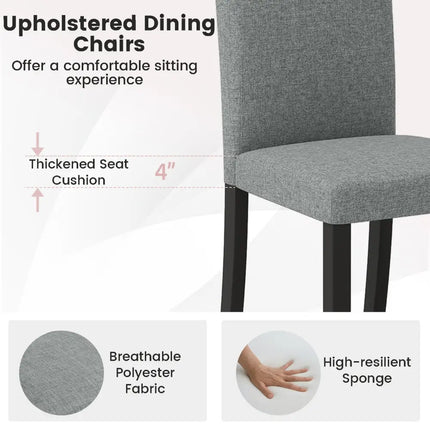 Dining Chair Set of 2 Mid-Century Modern Chairs with Rubber Wood Legs-Gray - Gray - Dining Chairs