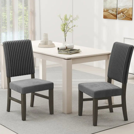 Dining Chair Set of 2 Mid-Century Modern Velvet Fabric Upholstered Chairs-Grey - Gray - Dining Chairs