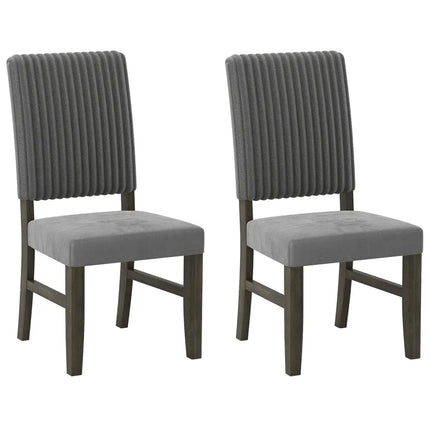 Dining Chair Set of 2 Mid-Century Modern Velvet Fabric Upholstered Chairs-Grey - Gray - Dining Chairs