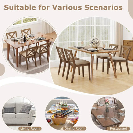 Dining Chair Set of 2 Modern Kitchen Chair with Upholstered Seat-Brown - Brown - Dining Chairs
