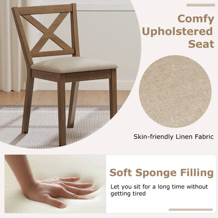Dining Chair Set of 2 Modern Kitchen Chair with Upholstered Seat-Brown - Brown - Dining Chairs