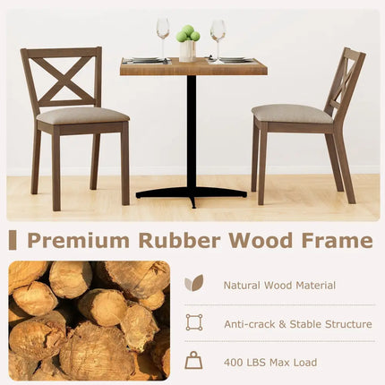 Dining Chair Set of 2 Modern Kitchen Chair with Upholstered Seat-Brown - Brown - Dining Chairs