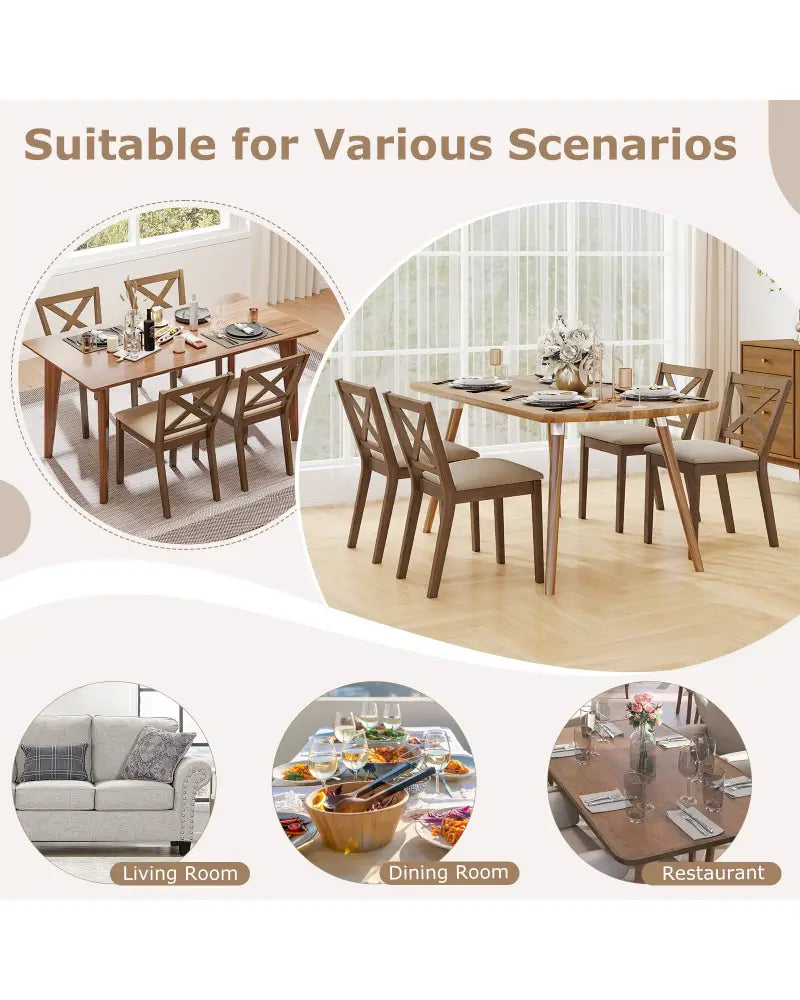 Dining Chair Set of 2 Modern Kitchen Chair with Upholstered Seat-Brown - Brown - Dining Chairs