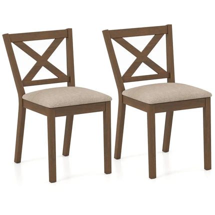 Dining Chair Set of 2 Modern Kitchen Chair with Upholstered Seat-Brown - Brown - Dining Chairs