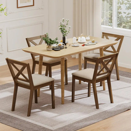 Dining Chair Set of 2 Modern Kitchen Chair with Upholstered Seat-Brown - Brown - Dining Chairs