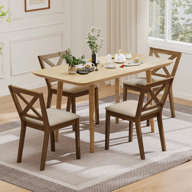 Dining Chair Set of 2 Modern Kitchen Chair with Upholstered Seat-Brown - Brown - Dining Chairs