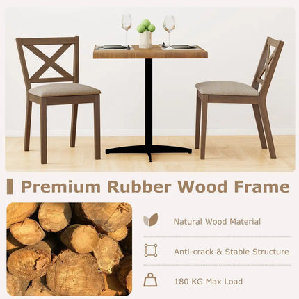 Dining Chair Set of 2 Modern Kitchen Chair with Upholstered Seat-Brown - Brown - Dining Chairs