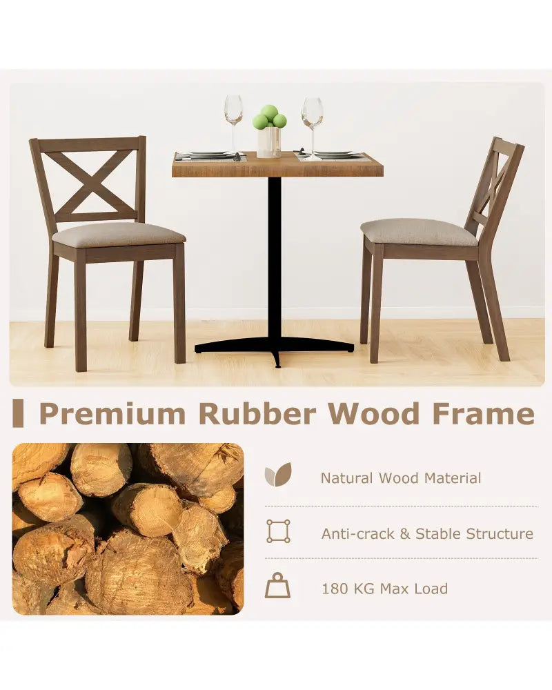 Dining Chair Set of 2 Modern Kitchen Chair with Upholstered Seat-Brown - Brown - Dining Chairs