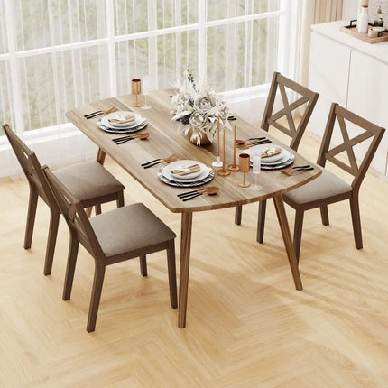 Dining Chair Set of 2 Modern Kitchen Chair with Upholstered Seat-Brown - Brown - Dining Chairs