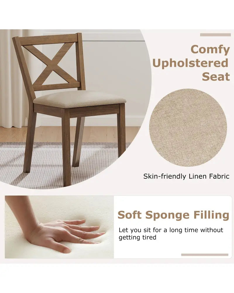 Dining Chair Set of 2 Modern Kitchen Chair with Upholstered Seat-Brown - Brown - Dining Chairs