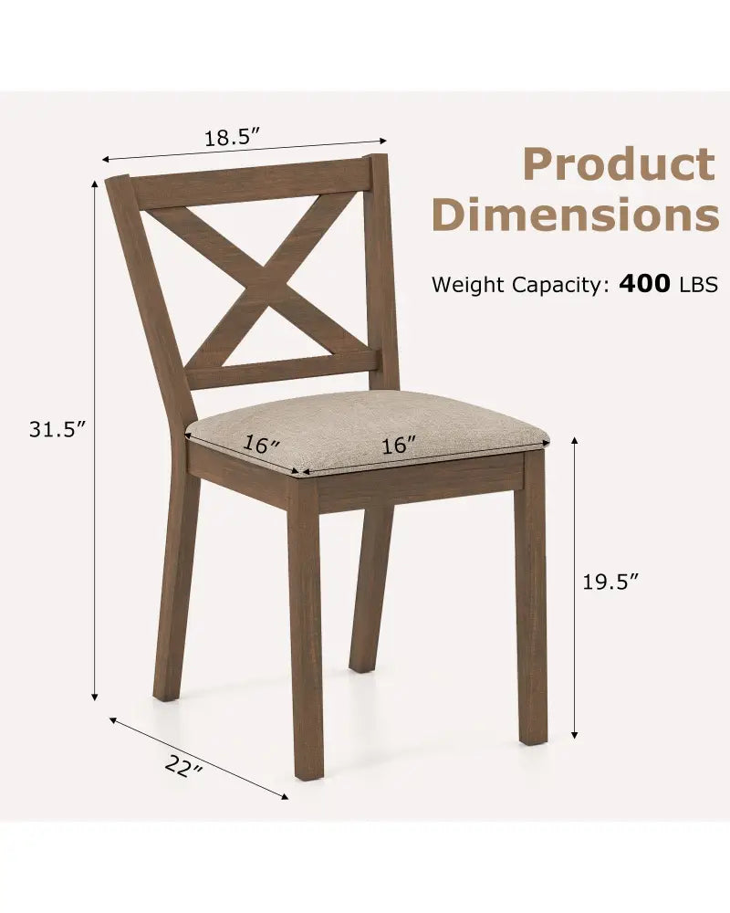 Dining Chair Set of 2 Modern Kitchen Chair with Upholstered Seat-Brown - Brown - Dining Chairs
