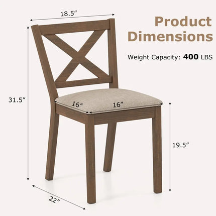 Dining Chair Set of 2 Modern Kitchen Chair with Upholstered Seat-Brown - Brown - Dining Chairs