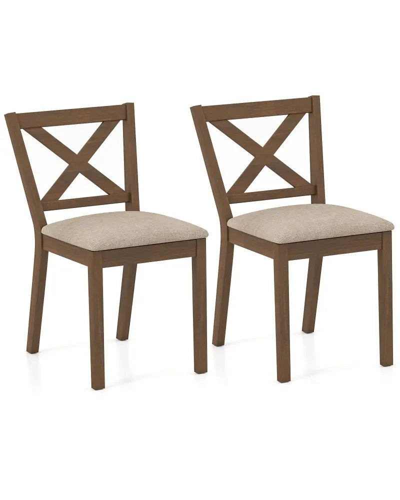 Dining Chair Set of 2 Modern Kitchen Chair with Upholstered Seat-Brown - Brown - Dining Chairs