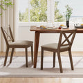 Dining Chair Set of 2 Modern Kitchen Chair with Upholstered Seat-Brown - Brown - Dining Chairs