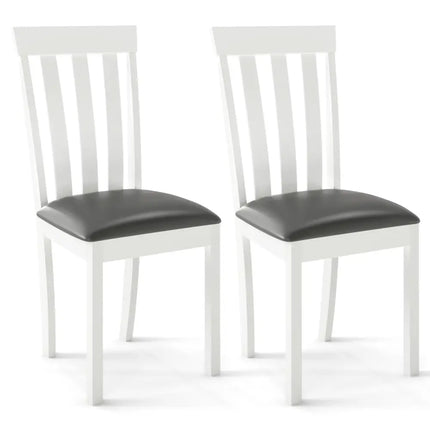 Dining Chair Set of 2 Upholstered Wooden Kitchen Chairs with Padded Seat and Rubber Wood Frame-White - White - Dining