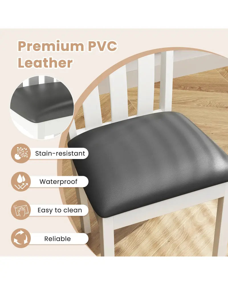 Dining Chair Set of 2 Upholstered Wooden Kitchen Chairs with Padded Seat and Rubber Wood Frame-White - White - Dining