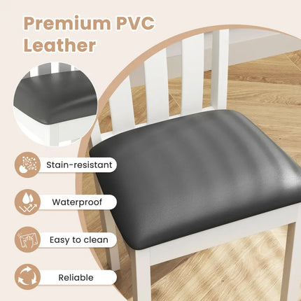 Dining Chair Set of 2 Upholstered Wooden Kitchen Chairs with Padded Seat and Rubber Wood Frame-White - White - Dining
