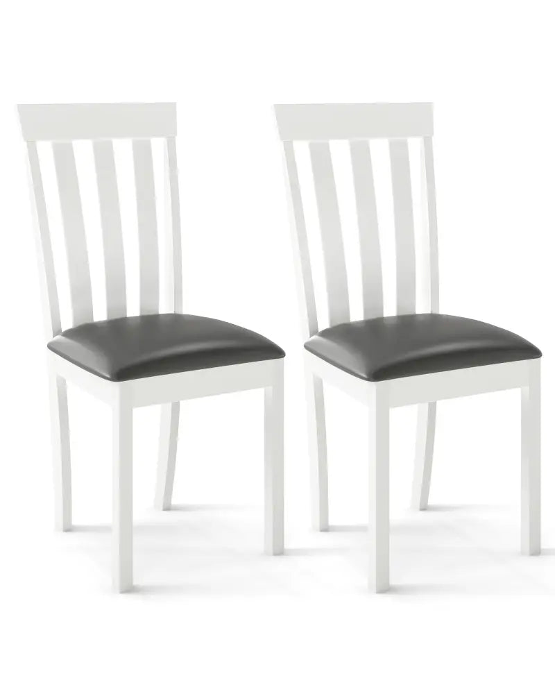 Dining Chair Set of 2 Upholstered Wooden Kitchen Chairs with Padded Seat and Rubber Wood Frame-White - White - Dining