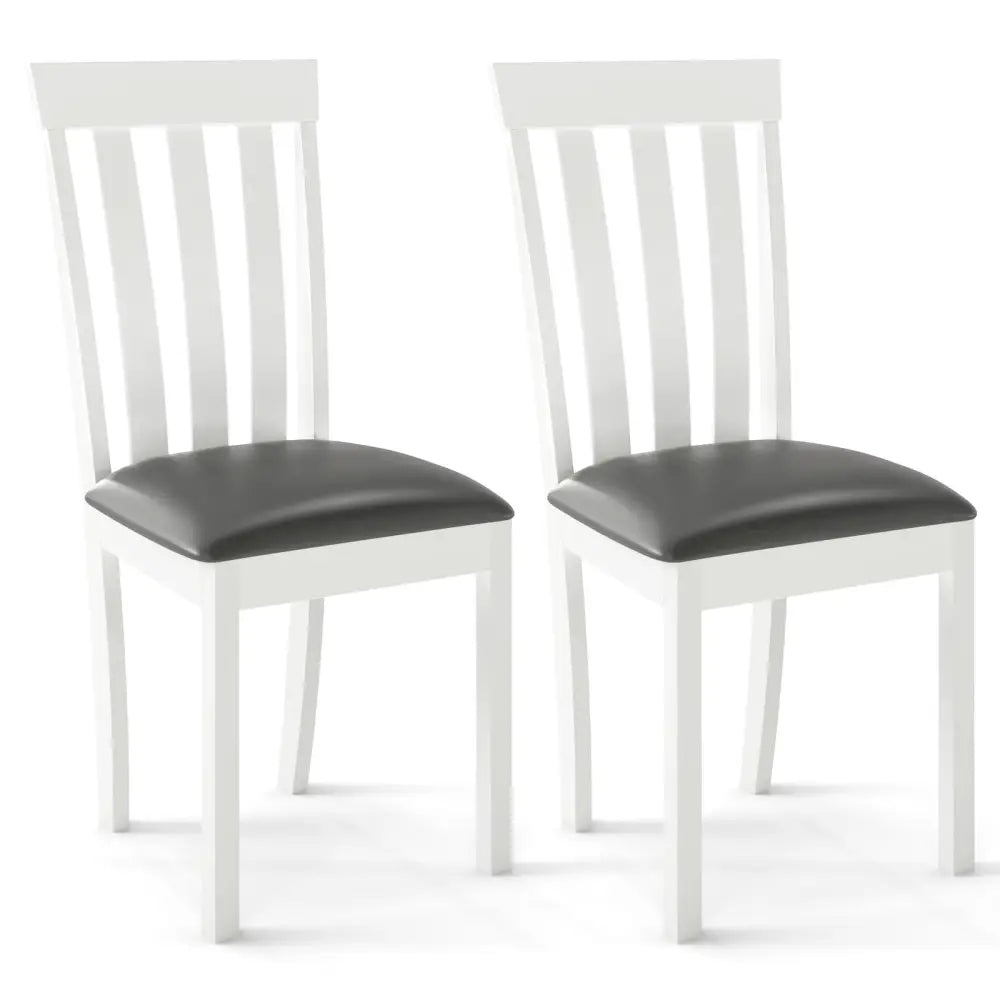Dining Chair Set of 2 Upholstered Wooden Kitchen Chairs with Padded Seat and Rubber Wood Frame-White - White - Dining