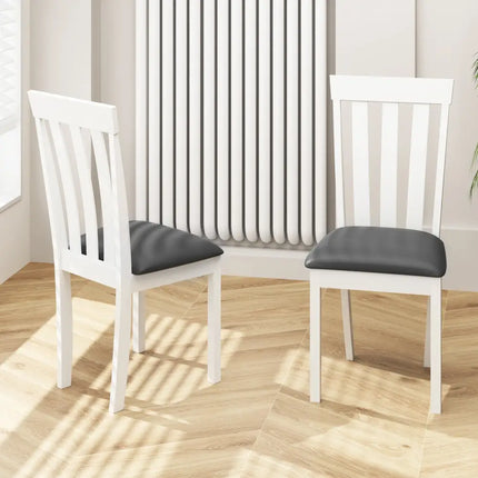 Dining Chair Set of 2 Upholstered Wooden Kitchen Chairs with Padded Seat and Rubber Wood Frame-White - White - Dining