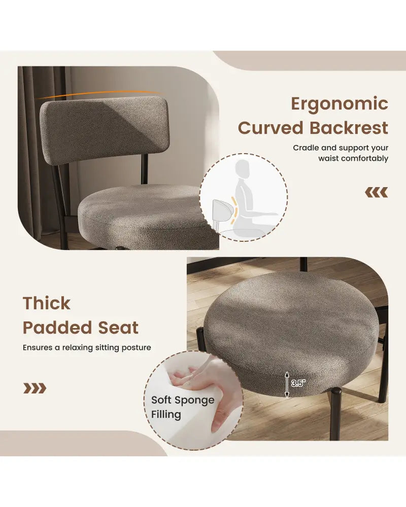 Dining Chair Set of 2 with Curved Backrest and Padded Seat-Gray - Gray - Dining Chairs