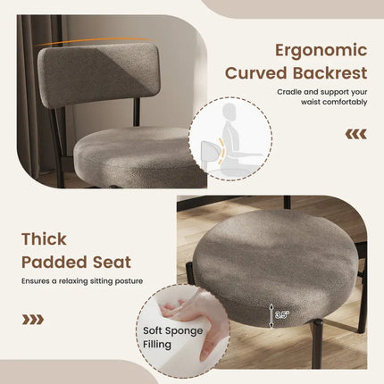 Dining Chair Set of 2 with Curved Backrest and Padded Seat-Gray - Gray - Dining Chairs