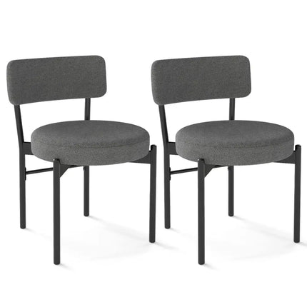 Dining Chair Set of 2 with Curved Backrest and Padded Seat-Gray - Gray - Dining Chairs