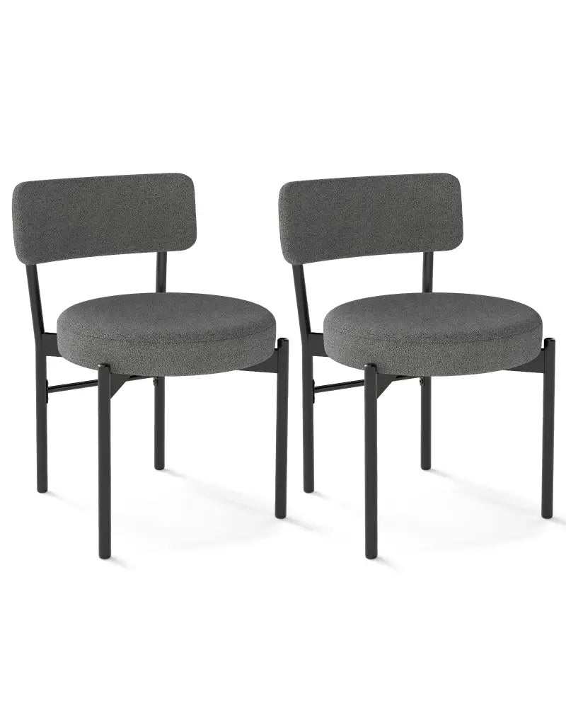Dining Chair Set of 2 with Curved Backrest and Padded Seat-Gray - Gray - Dining Chairs