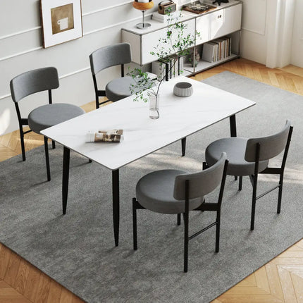 Dining Chair Set of 2 with Curved Backrest and Padded Seat-Gray - Gray - Dining Chairs