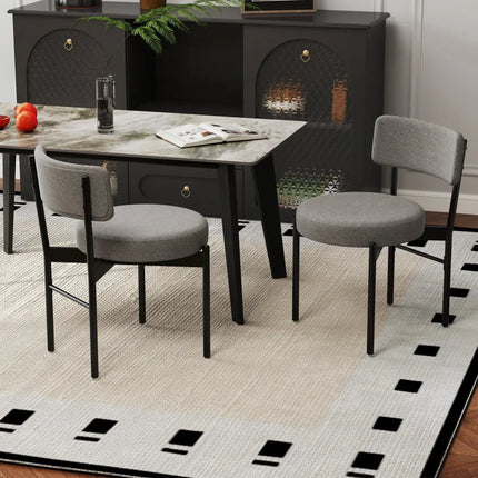 Dining Chair Set of 2 with Curved Backrest and Padded Seat-Gray - Gray - Dining Chairs