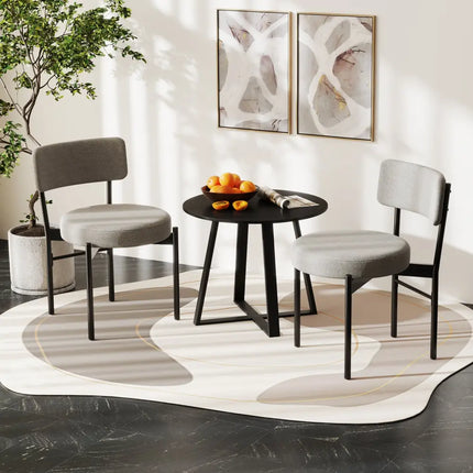 Dining Chair Set of 2 with Curved Backrest and Padded Seat-Gray - Gray - Dining Chairs