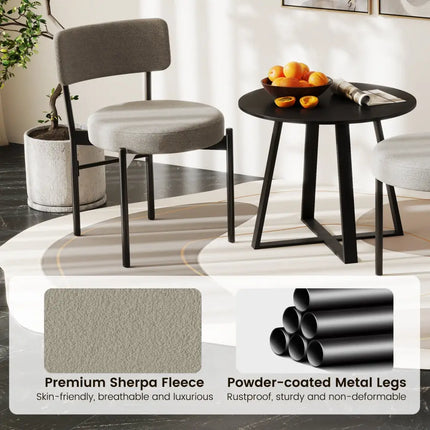 Dining Chair Set of 2 with Curved Backrest and Padded Seat-Gray - Gray - Dining Chairs