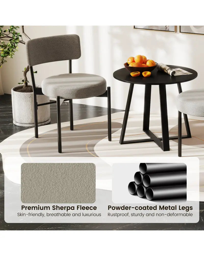 Dining Chair Set of 2 with Curved Backrest and Padded Seat-Gray - Gray - Dining Chairs