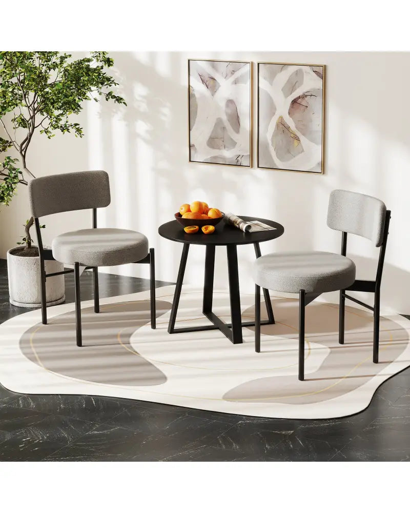 Dining Chair Set of 2 with Curved Backrest and Padded Seat-Gray - Gray - Dining Chairs
