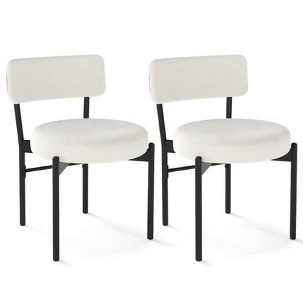 Dining Chair Set of 2 with Curved Backrest and Padded Seat-White - White - Dining Chairs
