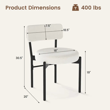 Dining Chair Set of 2 with Curved Backrest and Padded Seat-White - White - Dining Chairs