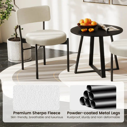 Dining Chair Set of 2 with Curved Backrest and Padded Seat-White - White - Dining Chairs