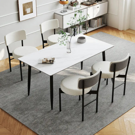Dining Chair Set of 2 with Curved Backrest and Padded Seat-White - White - Dining Chairs