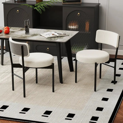 Dining Chair Set of 2 with Curved Backrest and Padded Seat-White - White - Dining Chairs