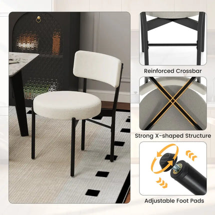 Dining Chair Set of 2 with Curved Backrest and Padded Seat-White - White - Dining Chairs