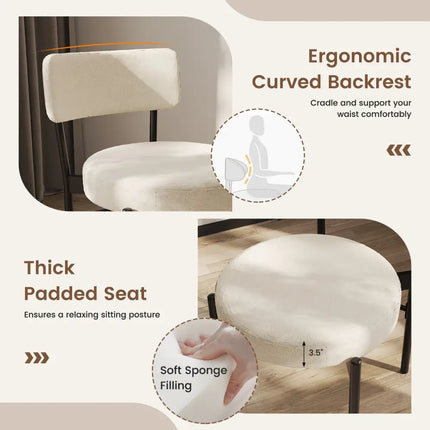 Dining Chair Set of 2 with Curved Backrest and Padded Seat-White - White - Dining Chairs