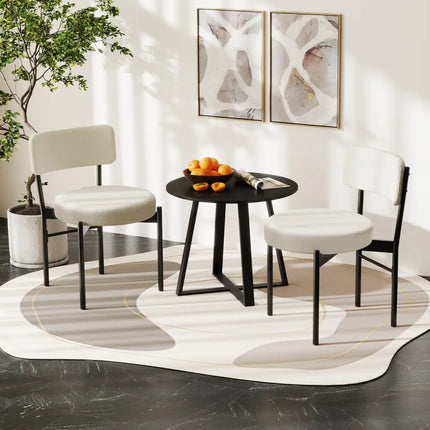 Dining Chair Set of 2 with Curved Backrest and Padded Seat-White - White - Dining Chairs