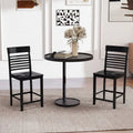 Dining Chair Set of 2 with Footrests and Solid Wood Frame-Black - Black - Dining Chairs