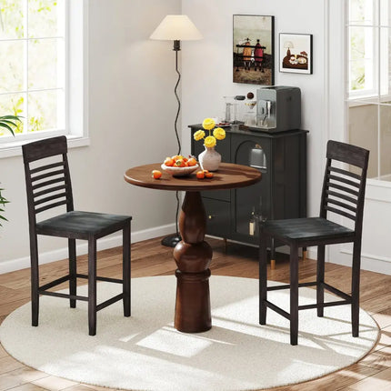 Dining Chair Set of 2 with Footrests and Solid Wood Frame-Gray - Gray - Dining Chairs