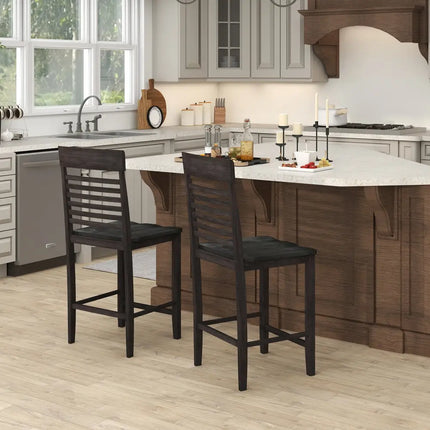 Dining Chair Set of 2 with Footrests and Solid Wood Frame-Gray - Gray - Dining Chairs