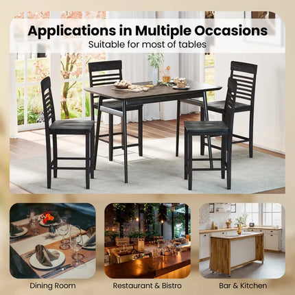 Dining Chair Set of 2 with Footrests and Solid Wood Frame-Gray - Gray - Dining Chairs